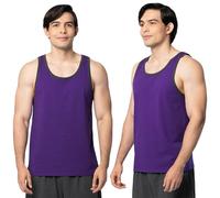 Fruit of the Loom Men's EverSoft Cotton Sleeveless Moisture Wicking T-Shirts with Odor Control, Tank - 2 Pack - Purple, Large
