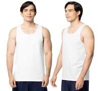 Fruit of the Loom Men's EverSoft Cotton Sleeveless Moisture Wicking T-Shirts with Odor Control, Tank - 2 Pack - White Ice, Medium