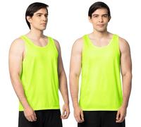 Fruit of the Loom Men's Eversoft Cotton Sleeveless T Shirts, Breathable & Moisture Wicking with Odor Control, Sizes S-4x Undershirt, Tank-2 Pack-Safety Green, S (Pack of 2)