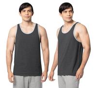 Fruit of the Loom Men's EverSoft Cotton Sleeveless Moisture Wicking T-Shirts with Odor Control, Tank - 2 Pack - Black Heather, Medium