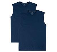 Fruit of the Loom Men's Eversoft Cotton Sleeveless T Shirts, Breathable & Moisture Wicking with Odor Control, Sizes S-4x Undershirt, Muscle-2 Pack-Navy, Large (Pack of 2)