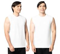 Fruit of the Loom Men's Eversoft Cotton Sleeveless T Shirts, Breathable & Moisture Wicking with Odor Control, Sizes S-4x Undershirt, Muscle-2 Pack-White, XXL (Pack of 2)