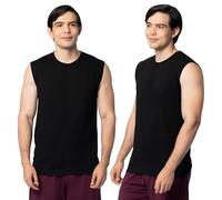 Fruit of the Loom Men's Eversoft Cotton Sleeveless T Shirts, Breathable & Moisture Wicking with Odor Control, Sizes S-4x Undershirt, Muscle-2 Pack-Black, XXL (Pack of 2)