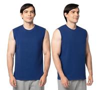 Fruit of the Loom Men's Eversoft Cotton Sleeveless T Shirts, Breathable & Moisture Wicking with Odor Control, Sizes S-4x Undershirt, Muscle-2 Pack-Blue, XL (Pack of 2)