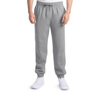 Fruit of the Loom Men's Eversoft Fleece Joggers with Pockets, Relaxed Fit, Moisture Wicking, Breathable, Tapered Sweatpants, Cotton Blend-Grey Heather, Large