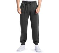 Fruit of the Loom Men's Eversoft Fleece Joggers with Pockets, Relaxed Fit, Moisture Wicking, Breathable, Tapered Sweatpants, Black Heather, Medium
