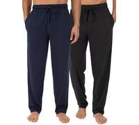 Fruit of the Loom Men's Extended Sizes Jersey Knit Sleep Pajama Lounge Pant (1 & 2 Packs) Bottom, Black/Navy (2-Pack), XXL (Pack of 2)