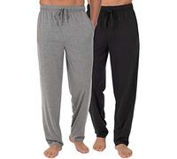 Fruit of the Loom Men's Extended Sizes Jersey Knit Sleep Pajama Lounge Pant (1 & 2 Packs), Ebony/Ashed Heather, XXL