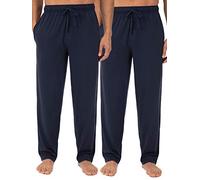 Fruit of the Loom Men's Extended Sizes Jersey Knit Sleep Pant Pajama Bottom, Navy/Navy (2-Pack), XL