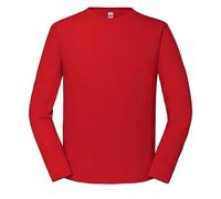 (3XL, Red) Fruit of the Loom Mens Iconic 195 Premium Ringspun Cotton Long-Sleeved T-Shirt