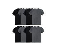 Fruit of the Loom Men's Lightweight Active Cotton Blend Undershirts, Crew-8 Pack-Black/Grey, Large