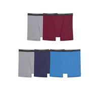 Fruit of the Loom Men's Micro Stretch Boxer Briefs, Designed to Move with You, Lightweight & Moisture Wicking, 5 Pack-Grey/Red/Blue, 3XL Big (Pack of 5)
