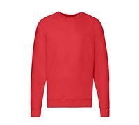 Fruit of the Loom Men's Lightweight Raglan Sweatshirt Pullover, Red + 1 Hl Purchase Block, XL