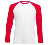 Fruit of the Loom Mens Long Sleeve Baseball T-Shirt - Multicolour Cotton - Size 2XL