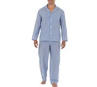 Fruit of the Loom Men's Long Sleeve Pyjama Set Made from Wide Fabric Pajama, Blue Striped, L