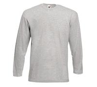 Fruit of the Loom Mens Long Sleeve Value T Shirt Heather Grey 5XL