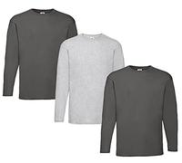 Fruit of the Loom Men's Long-Sleeved Valueweight Tee Sports Top, 2 graphite + 1 grey + 1 notepad, M