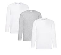Fruit of the Loom Men's Long-Sleeved Valueweight Tee Sports Top, 2 white + 1 grey + 1 Hlkauf notepad, XL