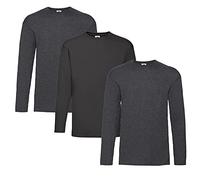 Fruit of the Loom Men's Long-Sleeved Valueweight Tee Sports Top, 2dark Heather + 1 Black + 1 Notepad, XL