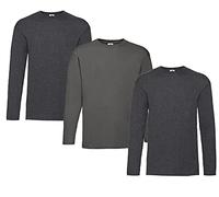 Fruit of the Loom Men's Long-Sleeved Valueweight Tee Sports Top, 2dark Heather + 1 Graphite + 1 Notepad, M