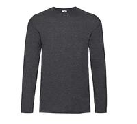 Fruit of the Loom Men's Long-Sleeved Valueweight Tee Sports Top, Dark Heather + 1x Hl Kauf Notepad, L