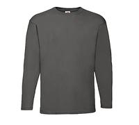 Fruit of the Loom Men's Long-Sleeved Valueweight Tee Sports Top, Graphite + 1x Hl Kauf Notepad, M