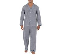Fruit of the Loom Men's Loose Long Sleeve Pyjama Set Pajama, Navy/White Checked, 4X