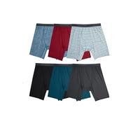 Fruit of the Loom Men's Micro Stretch Boxer Briefs - Moisture-Wicking Long Leg, M 6-Pack
