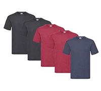 Fruit of the Loom Men's model name crew neck, 2x Dark Heather + 2x Vintage Red + 1x Vintage Navy + 1x Hl Purchase Notepad, S