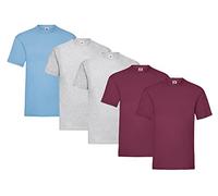 Fruit of the Loom Men's model name T-shirt, 2 x Grey + 2 x Burgundy + 1 x Pastel Blue + 1 Hl Purchase Notepad, 3XL