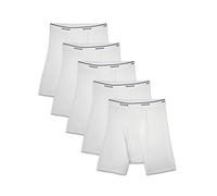 Fruit of the Loom Men's No Ride Up Boxer Brief Underwear, White, S (Pack of 5)