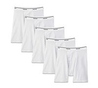 Fruit of the Loom Men's No Ride Up Boxer Brief, White-Traditional Fly, XL (Pack of 5)