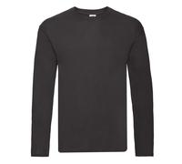 Fruit of the Loom Mens Original Plain Long-Sleeved T-Shirt (Black) Cotton - Size Small