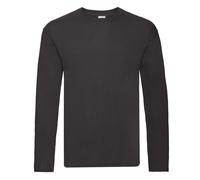 Fruit of the Loom Mens Original Plain Long-Sleeved T-Shirt (Black) Cotton - Size 3XL