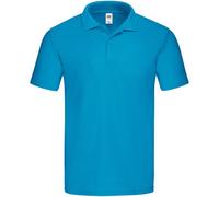 (L, Azure Blue) Fruit Of The Loom Mens Original Polo Shirt
