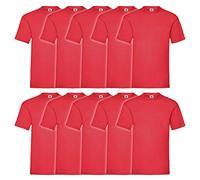 Fruit of the Loom Men's Original T. T-Shirt Pack of 10, Red, X-Large