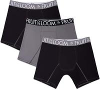 Fruit of the Loom Men's Performance Cooling Boxer Briefs, Black/Grey, M