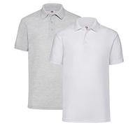 Fruit of the Loom Men's Polo Shirt, 1 x white + 1 x grey + 1 note pad, L
