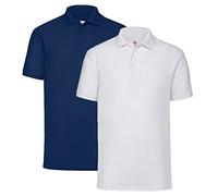 Fruit of the Loom Men's Polo Shirt, 1 x white + 1 x navy + 1 note pad, XXXX-Large