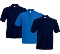 Fruit of the Loom Men's Polo Shirt (Pack of 3), 2deepnavy1royal, M