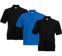 Fruit of the Loom Men's Polo Shirt (Pack of 3), 2schwarz1royal, L