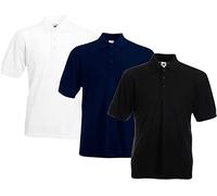 Fruit of the Loom Men's Polo Shirt (Pack of 3), Multicoloured (White/Black/Navy), M