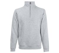 Fruit of the Loom Mens Premium 70/30 Zip Neck Sweatshirt (Heather Grey) - Size Small