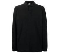 Fruit of the Loom Mens Premium Long Sleeve Polo Shirt (2XL) (Black)