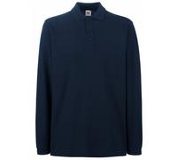 Premium Long Sleeve Polo Shirt Fruit Of The Loom Mid Navy XXXL