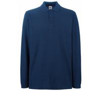 Fruit Of The Loom Mens Premium Long Sleeve Polo Shirt, Deep Navy, XXX-Large