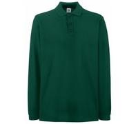 Fruit of the Loom Men's Premium Long Sleeve Polo Shirt, Forest Green, Medium