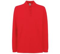 Fruit of the Loom Men's Premium Long Sleeve Polo Shirt, Red, Medium