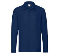 (S, Navy) Fruit of the Loom Mens Premium Pique Long-Sleeved Polo Shirt