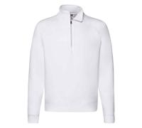 (M, White) Fruit Of The Loom Mens Premium Zip Neck Heather Sweatshirt